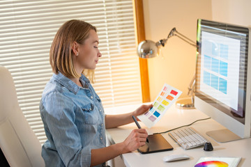 Fototapete - Artist Creative designer.web development.work with color.flane Illustrator Graphic skill concept