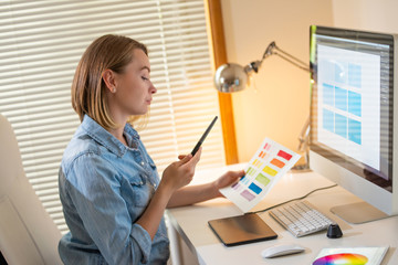 Fototapete - Artist Creative designer.web development.work with color.flane Illustrator Graphic skill concept
