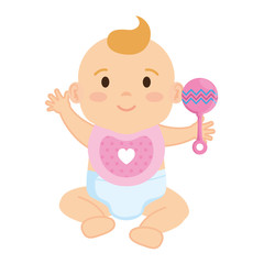 Wall Mural - cute little baby girl with bell character