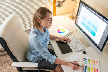 Fototapete - Artist Creative designer.web development.work with color.flane Illustrator Graphic skill concept