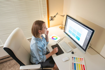 Fototapete - Artist Creative designer.web development.work with color.flane Illustrator Graphic skill concept