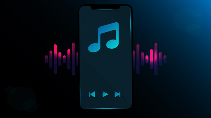 Wall Mural - music player on the smart phone screen