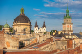 Fototapeta Miasto - Lviv panoramic view from 36 Po restaurant