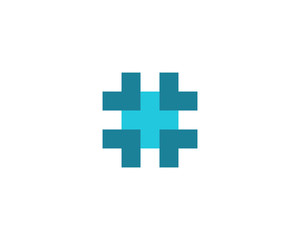 Poster - hashtag symbol cross plus medical logo icon design template elements