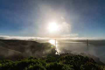 Sticker - sunset over golden gate bridge