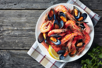 Poster - mix seafood - mussels, clams and king prawns