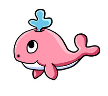 Adorable Stylized Pink Whale