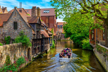 Wall Mural - classic view of the historic city center of bruges (brugge), west flanders province, belgium. citysc