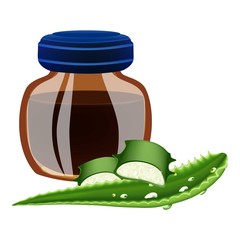 Poster - Propolis bottle aloe vera icon. Cartoon of propolis bottle aloe vera vector icon for web design isolated on white background