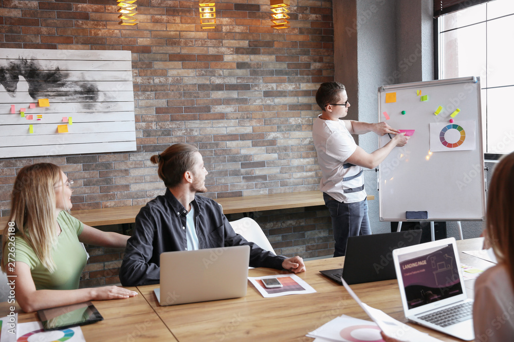 Colleagues during business meeting in office