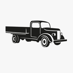 Sticker - Old retro truck vector illustration. Vintage transport vehicle icon