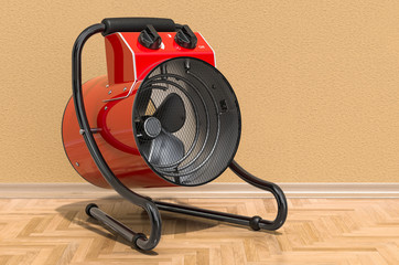 Poster - industrial fan heater on the floor, 3d rendering