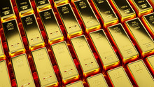 Gold Bar Close Up Shot. Wealth Business Success Concept..