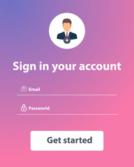 Poster - user interface template. sign in and sign up form page. web template and elements for site form of l
