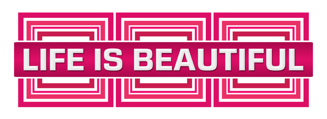 Sticker - Life Is Beautiful Pink Border Squares Horizontal 