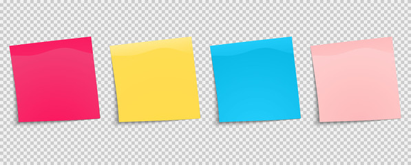 Poster - set of multi-colored stickers. sticky notes paper. collection of different colored sheets of note pa