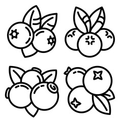 Poster - Bilberry icons set. Outline set of bilberry vector icons for web design isolated on white background