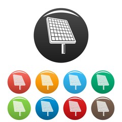 Poster - solar panel icons set 9 color vector isolated on white for any design