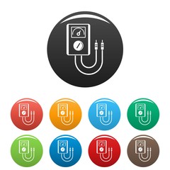 Poster - Voltage device tool icons set 9 color vector isolated on white for any design