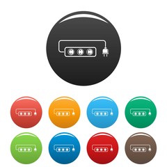 Poster - extension cord icons set 9 color vector isolated on white for any design