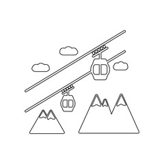 Poster - silhouette of two air cable cabins icon. element of winter for mobile concept and web apps icon. out