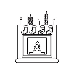 Poster - socks by fireplace icon. Element of winter for mobile concept and web apps icon. Outline, thin line icon for website design and development, app development