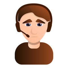 Poster - Sad call center man icon. Cartoon of sad call center man vector icon for web design isolated on white background