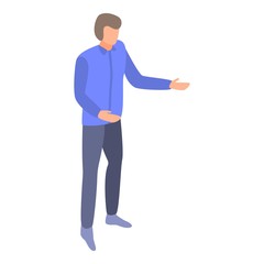Poster - Man explain management icon. Isometric of man explain management vector icon for web design isolated on white background