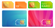 Sim Phone Card Icons Set. Cartoon Set Of Sim Phone Card Vector Icons For Web Design