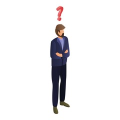 Poster - Man having question icon. Isometric of man having question vector icon for web design isolated on white background