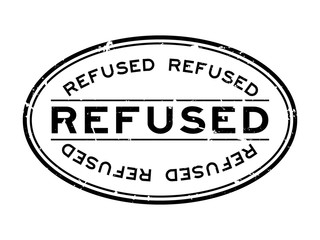 Sticker - Grunge black refused word oval rubber seal stamp on white background