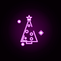 Poster - Christmas tree snow neon icon. Elements of winter set. Simple icon for websites, web design, mobile app, info graphics