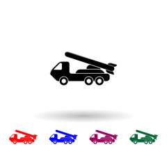 Poster - cargo with a rocket multi color icon. Elements of army & war set. Simple icon for websites, web design, mobile app, info graphics