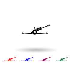 Poster - a gun multi color icon. Elements of army & war set. Simple icon for websites, web design, mobile app, info graphics