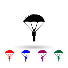 Poster - skydiver multi color icon. Elements of army & war set. Simple icon for websites, web design, mobile app, info graphics