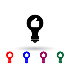 Poster - light bulb and hand multi color icon. Elements of art and painting set. Simple icon for websites, web design, mobile app, info graphics