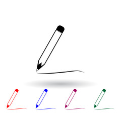 Poster - pencil with a line multi color icon. Elements of art and painting set. Simple icon for websites, web design, mobile app, info graphics