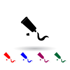 Poster - a tube of paint on paper multi color icon. Elements of art and painting set. Simple icon for websites, web design, mobile app, info graphics