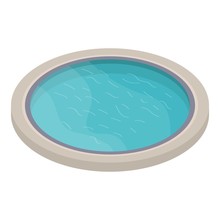 Round Pool Icon. Isometric Of Round Pool Vector Icon For Web Design Isolated On White Background