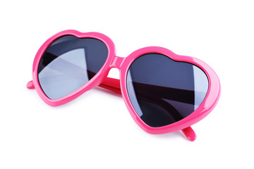 Heart shaped sunglasses isolated on white background