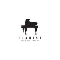 Wall Mural - Pianist logo design vector template