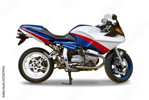 German motorcycle side view isolated on white Obraz na płótnie