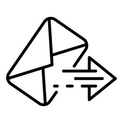 Poster - Envelope and arrow icon. Outline envelope and arrow vector icon for web design isolated on white background