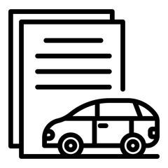 Sticker - Car and documents icon. Outline car and documents vector icon for web design isolated on white background