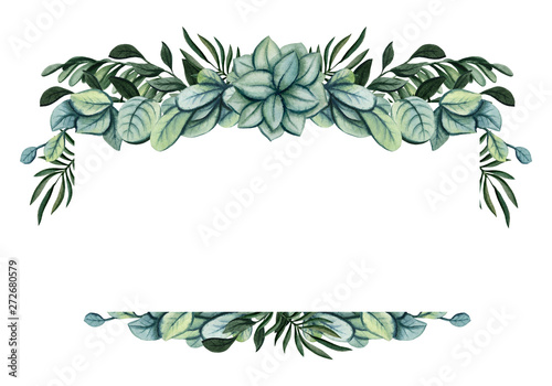 Card Template with Watercolor Lush Foliage