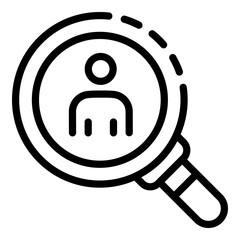 Poster - Man under magnifying glass icon. Outline man under magnifying glass vector icon for web design isolated on white background