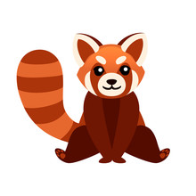 Cute Adorable Red Panda Sit On Floor Cartoon Design Animal Character Flat Vector Style Illustration On White Background