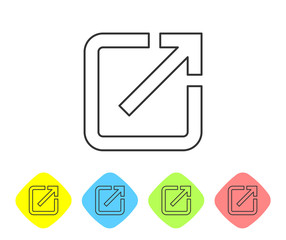 Poster - Grey Open in new window line icon isolated on white background. Open another tab button sign. Browser frame symbol. External link sign. Set icon in color rhombus buttons. Vector Illustration