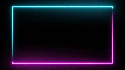 Wall Mural - Poligonal neon background. Abstract triangular forms. Geometric motion design footage. VJ backdrop for presentation or intro. 3D animation