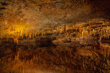 Cave stalactites, stalagmites, and other formations at Luray Caverns. VA. USA.